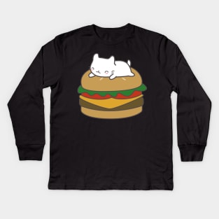 Cute cat on a burger t-shirt Kids Long Sleeve T-Shirt